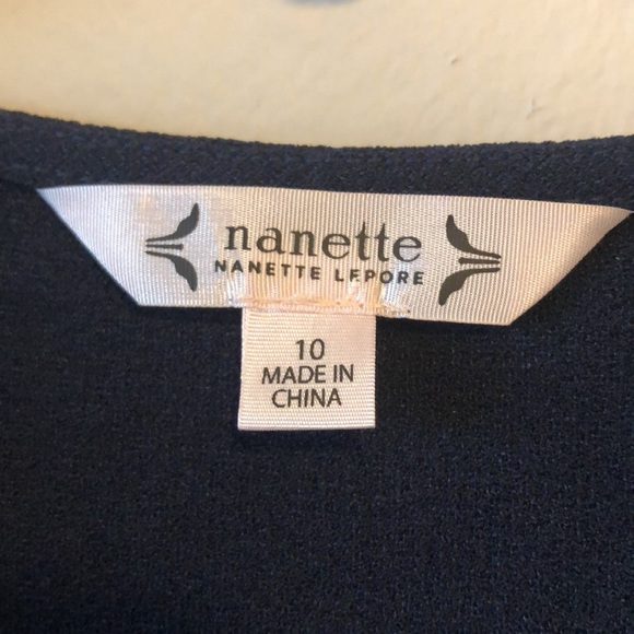 Nanette Lepore Dress Faux Wrap Blue SZ 10 - Picture 5 of 10